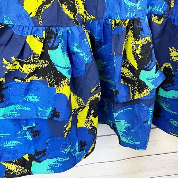 Christopher John Rodgers Blue Paradise Tiered Puff Maxi Dress Size - Picture 5 of 9